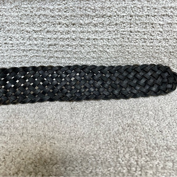 Vintage Dk Brown Braided Woven Concha's Stones Substantial Hardware Leather Belt - Picture 11 of 15